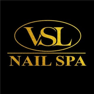 VSL Nail Spa logo in gold lettering on black background