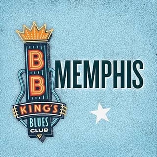 B.B. Kings Blues Club Memphis logo on light blue background with white star