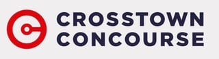 Crosstown Concourse logo with red circular icon and dark blue text