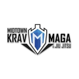 Midtown Krav Maga and Jiu Jitsu logo featuring a blue shield with M symbol