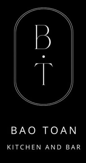 Bao Toan Kitchen and Bar logo with rounded rectangle frame containing B and T letters on black background